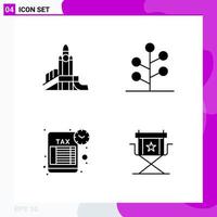 Solid Icon set Pack of 4 Glyph Icons isolated on White Background for Web Print and Mobile vector