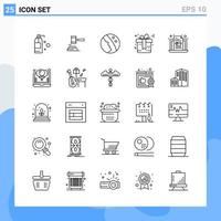 Modern 25 Line style icons Outline Symbols for general use Creative Line Icon Sign Isolated on White Background 25 Icons Pack vector