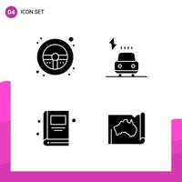 Glyph Icon set Pack of 4 Solid Icons isolated on White Background for responsive Website Design Print and Mobile Applications vector