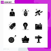 Solid Icon set Pack of 9 Glyph Icons isolated on White Background for Web Print and Mobile vector