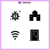 4 Icons in Solid Style Glyph Symbols on White Background Creative Vector Signs for Web mobile and Print