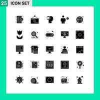 Pictogram Set of 25 Simple Solid Glyphs of complete body promotion avatar influence Editable Vector Design Elements