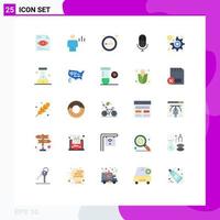 25 Universal Flat Color Signs Symbols of dollar mic human live smoke Editable Vector Design Elements