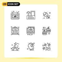 9 Creative Icons Modern Signs and Symbols of computer transport flower subway metro Editable Vector Design Elements