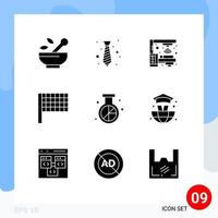 9 User Interface Solid Glyph Pack of modern Signs and Symbols of media engine tie sports scanner Editable Vector Design Elements