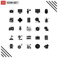 25 Universal Solid Glyphs Set for Web and Mobile Applications graph hardware user camera screen Editable Vector Design Elements