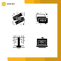 4 Creative Icons Modern Signs and Symbols of ribbon process cyber monday sale help baking Editable Vector Design Elements