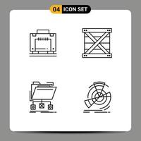 Set of 4 Vector Filledline Flat Colors on Grid for hotel backup luggage design files Editable Vector Design Elements