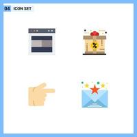 Group of 4 Modern Flat Icons Set for design finger web card right Editable Vector Design Elements