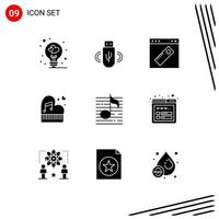 Set of 9 Modern UI Icons Symbols Signs for piano marriage interface love website Editable Vector Design Elements