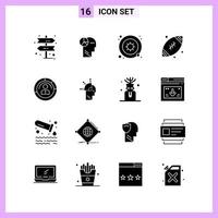 16 Icons in Solid Style Glyph Symbols on White Background Creative Vector Signs for Web mobile and Print