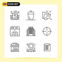 9 Creative Icons for Modern website design and responsive mobile apps 9 Outline Symbols Signs on White Background 9 Icon Pack vector