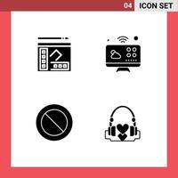 Stock Vector Icon Pack of 4 Line Signs and Symbols for book cancel writer monitor handbag Editable Vector Design Elements