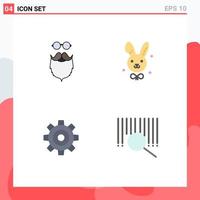 conjunto de 4 paquetes de iconos planos comerciales para bigote general beared easter setting elementos de diseño vectorial editables vector