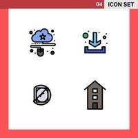 User Interface Pack of 4 Basic Filledline Flat Colors of cloud lab mouse arrow science Editable Vector Design Elements