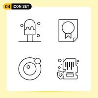 4 iconos creativos para el diseño moderno de sitios web y aplicaciones móviles receptivas 4 símbolos de contorno signos sobre fondo blanco paquete de 4 iconos vector