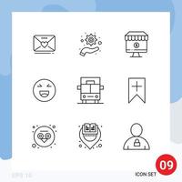 9 iconos creativos signos y símbolos modernos de vehículos felices en línea sonrisa chat elementos de diseño vectorial editables vector