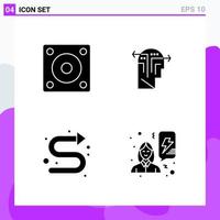 Set of 4 icons in solid style Creative Glyph Symbols for Website Design and Mobile Apps Simple Solid Icon Sign Isolated on White Background 4 Icons vector