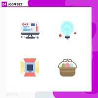 Editable Vector Line Pack of 4 Simple Flat Icons of data light web light professional Editable Vector Design Elements