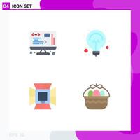 Editable Vector Line Pack of 4 Simple Flat Icons of data light web light professional Editable Vector Design Elements