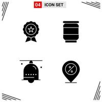 4 Icons Solid Style Grid Based Creative Glyph Symbols for Website Design Simple Solid Icon Signs Isolated on White Background 4 Icon Set vector