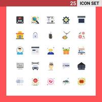 Mobile Interface Flat Color Set of 25 Pictograms of communication time space setting maker Editable Vector Design Elements