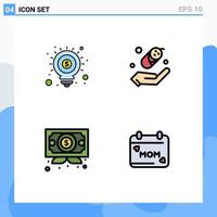 4 Creative Icons Modern Signs and Symbols of idea diploma marketing protection calendar Editable Vector Design Elements