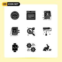 9 Creative Icons for Modern website design and responsive mobile apps 9 Glyph Symbols Signs on White Background 9 Icon Pack vector