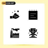 Universal Icon Symbols Group of 4 Modern Solid Glyphs of cleaning production wash school award Editable Vector Design Elements