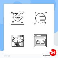 Modern Pack of 4 Icons Line Outline Symbols isolated on White Backgound for Website designing vector