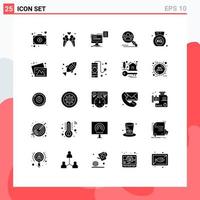 Set of 25 Modern UI Icons Symbols Signs for fitness user storage search find Editable Vector Design Elements