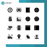 Modern Set of 16 Solid Glyphs Pictograph of shop symbols door symbolism equality Editable Vector Design Elements