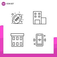 Outline Icon set Pack of 4 Line Icons isolated on White Background for responsive Website Design Print and Mobile Applications vector