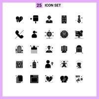 25 Creative Icons Modern Signs and Symbols of tie dress code reality attire cell Editable Vector Design Elements