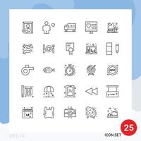 Stock Vector Icon Pack of 25 Line Signs and Symbols for web heart human app transport Editable Vector Design Elements