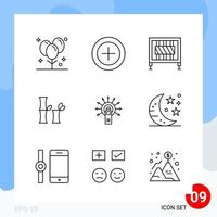 Modern Pack of 9 Icons Line Outline Symbols isolated on White Backgound for Website designing vector