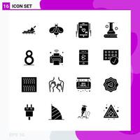 Solid Icon set Pack of 16 Glyph Icons isolated on White Background for Web Print and Mobile vector