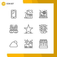 9 Icon Set Line Style Icon Pack Outline Symbols isolated on White Backgound for Responsive Website Designing vector