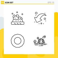 Collection of 4 Universal Line Icons Icon Set for Web and Mobile vector