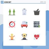 Modern Set of 9 Flat Colors Pictograph of less car checkout share data Editable Vector Design Elements