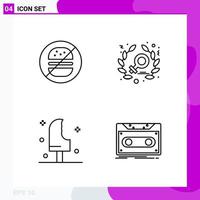 Line Icon set Pack of 4 Outline Icons isolated on White Background for Web Print and Mobile vector