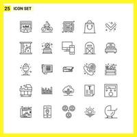 25 Icon Set Simple Line Symbols Outline Sign on White Background for Website Design Mobile Applications and Print Media vector