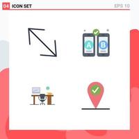 Pack of 4 creative Flat Icons of arrow office table development office check in Editable Vector Design Elements