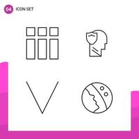 Outline Icon set Pack of 4 Line Icons isolated on White Background for responsive Website Design Print and Mobile Applications vector