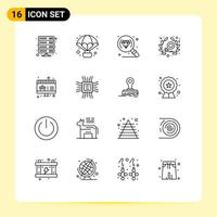 Universal Icon Symbols Group of 16 Modern Outlines of shopping online observation women feminism Editable Vector Design Elements