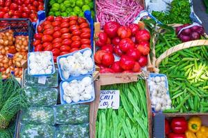 Fruits and vegetables at a farmers market photo