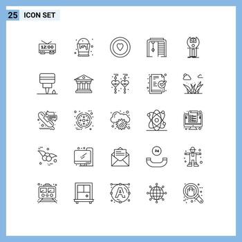 Modern Set of 25 Lines Pictograph of development sdk love game ring Editable Vector Design Elements