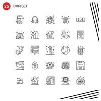 25 User Interface Line Pack of modern Signs and Symbols of bowtie science help physics coding Editable Vector Design Elements