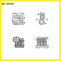 Pictogram Set of 4 Simple Filledline Flat Colors of camp wood transport weather sale Editable Vector Design Elements