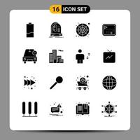 Set of 16 Modern UI Icons Symbols Signs for direction route map intelligence sample color palette Editable Vector Design Elements